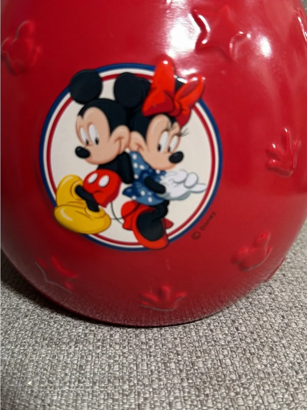 Vintage Disney Red Mickey & Minnie Ceramic Cookie Jar with White Lid